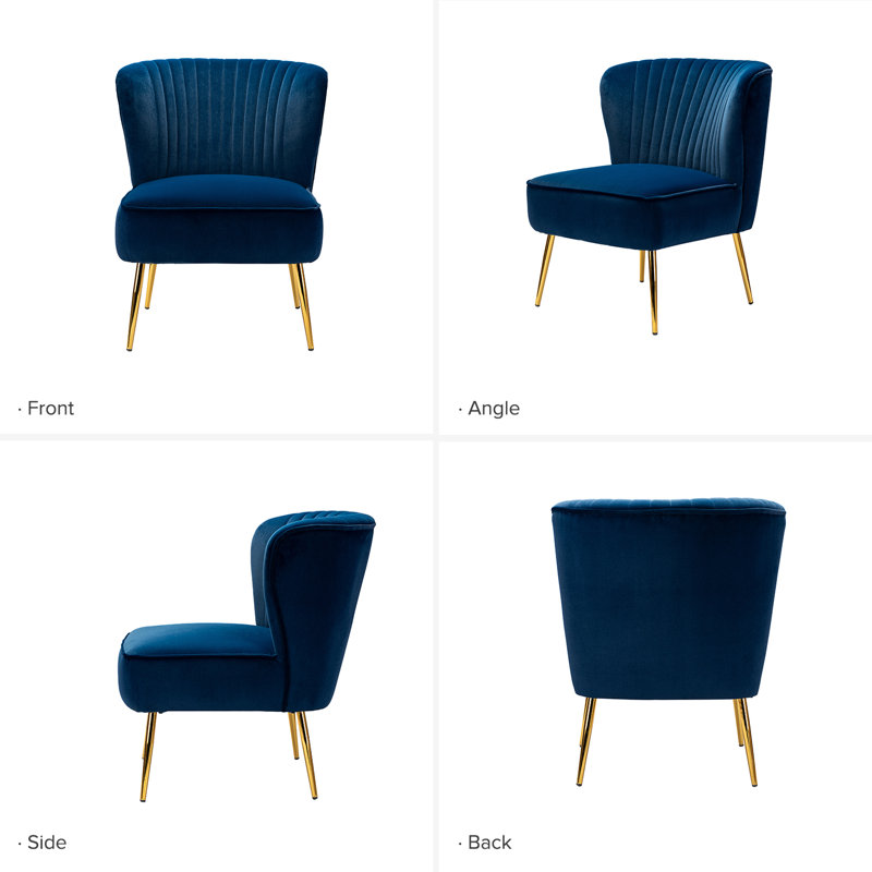 Etta Avenue™ Euclid Velvet Accent Chair with Metal Legs & Reviews